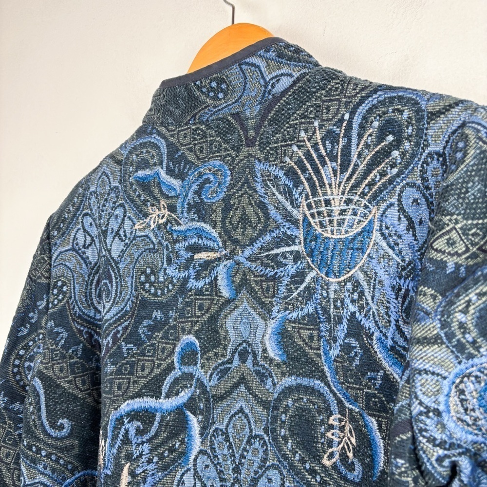 Vintage Coldwater Creek Boho Blue Embroidered Jacket Sz M - Picture 7 of 8